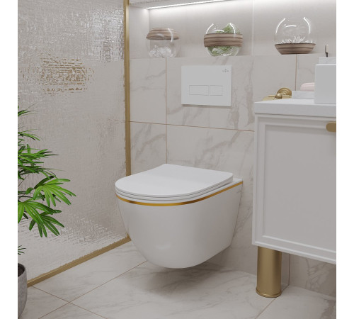  Подвесной унитаз Roxen Antares Gold 530110-01G Rimless Soft Close