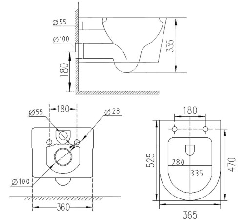  Подвесной унитаз Roxen Porto 530155-01 Rimless Soft Close