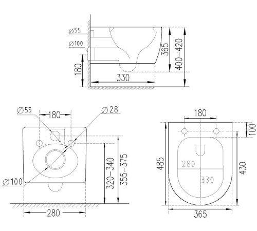  Подвесной унитаз Roxen Antares Bidet 530185-01X Rimless Soft Close с функцией биде