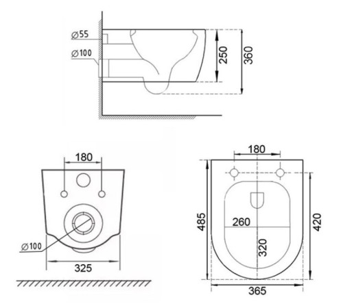 Подвесной унитаз Roxen Royal Matt 530200-01 Rimless Soft Close  Подвесной унитаз Roxen Royal Matt 530200-01 Rimless Soft Close