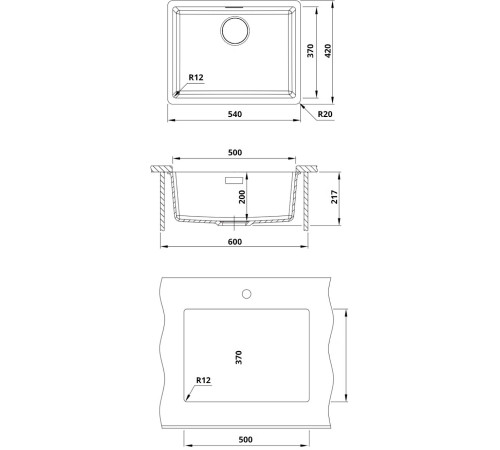Кухонная мойка Roxen Gap 360270-54CW   540х420х200  Cloud White