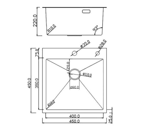 Комплект 2 в 1 (560100)  Кухонная мойка Roxen Simple 560220-45B со смесителем  Keit 500504GM-GR графит 