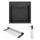 Комплект 2 в 1 (560100)  Кухонная мойка Roxen Simple 560220-45B со смесителем  Keit 500504GM-GR графит 