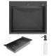 Комплект 2 в 1 (560104) Кухонная мойка Roxen Simple 560220-55B со смесителем Keit 500504GM-GR  550х480х220  графит