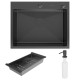 Комплект 2 в 1 (560105) Кухонная мойка Roxen Simple 560220-60B со смесителемKeit 500504GM-GR  600х480х220  графит