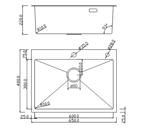 Комплект 2 в 1 (560108) Кухонная мойка Roxen Simple 560220-65B со смесителем Keit 500504GM-GR  650х480х220  графит