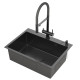 Комплект 2 в 1 (560108) Кухонная мойка Roxen Simple 560220-65B со смесителем Keit 500504GM-GR  650х480х220  графит