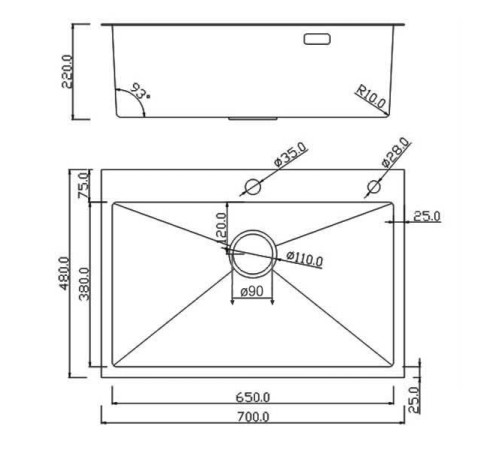 Комплект 2 в 1 (560109) Кухонная мойка Roxen Simple 560220-70B со смесителем Keit 500504GM-GR  700х480х220  графит