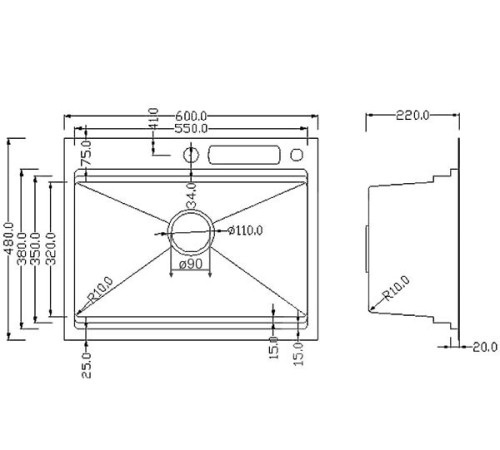 Комплект 2 в 1 (560113) Кухонная мойка Roxen Stage 560250-60B со смесителем Keit 500504GM-GR  600х480х220  графит
