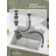 Комплект 2 в 1 (560134)  Кухонная мойка Roxen Snake 560220-45-S со смесителем Keit 500504NB-B 450х450х217  сатин