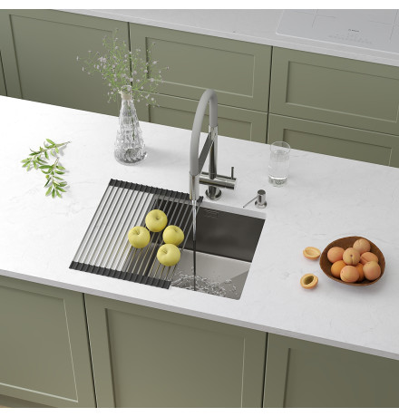 Кухонная мойка Roxen Uno 560210-44 с ролл-матом и дозатором  440х440х220  сатин