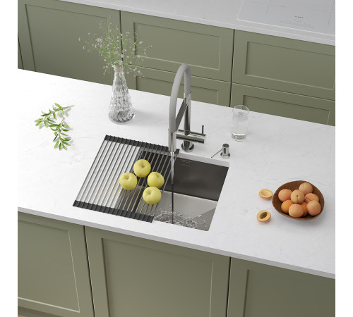 Кухонная мойка Roxen Uno 560210-44 с ролл-матом и дозатором сатин Кухонная мойка Roxen Uno 560210-44 с ролл-матом и дозатором сатин