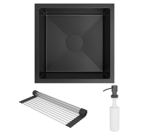 Кухонная мойка Roxen Uno 560210-44B с ролл-матом и дозатором графит Кухонная мойка Roxen Uno 560210-44B с ролл-матом и дозатором графит