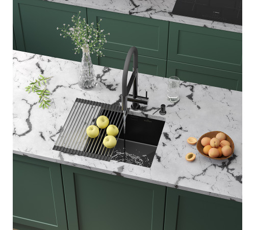 Кухонная мойка Roxen Uno 560210-44B с ролл-матом и дозатором графит Кухонная мойка Roxen Uno 560210-44B с ролл-матом и дозатором графит