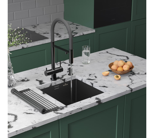 Кухонная мойка Roxen Uno 560210-44B с ролл-матом и дозатором графит Кухонная мойка Roxen Uno 560210-44B с ролл-матом и дозатором графит