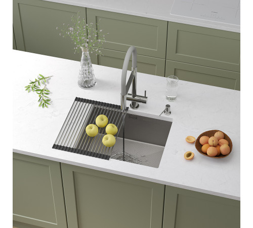 Кухонная мойка Roxen Uno 560210-54-S с ролл-матом и дозатором сатин Кухонная мойка Roxen Uno 560210-54-S с ролл-матом и дозатором сатин