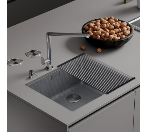 Кухонная мойка Roxen Uno 560210-54-S с ролл-матом и дозатором сатин Кухонная мойка Roxen Uno 560210-54-S с ролл-матом и дозатором сатин