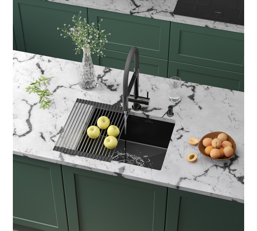 Кухонная мойка Roxen Uno 560210-54B с ролл-матом и дозатором графит Кухонная мойка Roxen Uno 560210-54B с ролл-матом и дозатором графит