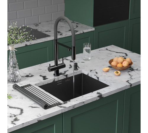 Кухонная мойка Roxen Uno 560210-54B с ролл-матом и дозатором графит Кухонная мойка Roxen Uno 560210-54B с ролл-матом и дозатором графит