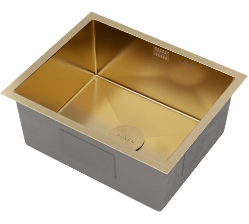 Кухонная мойка Roxen Uno 560210-54G-V с ролл-матом и дозатором  540х440х220  золото Volcanic