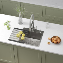 Кухонная мойка Roxen Simple 560220-45 с ролл-матом и дозатором  450х450х220  сатин Кухонная мойка Roxen Simple 560220-45 с ролл-матом и дозатором  450х450х220  сатин