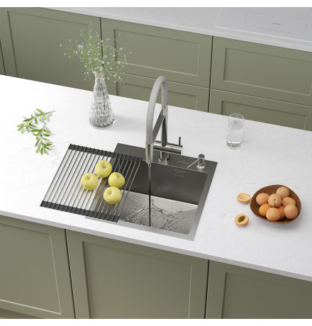 Кухонная мойка Roxen Simple 560220-45 с ролл-матом и дозатором  450х450х220  сатин