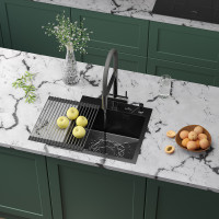 Кухонная мойка Roxen Simple 560220-45B с ролл-матом и дозатором  450х450х220  графит Кухонная мойка Roxen Simple 560220-45B с ролл-матом и дозатором  450х450х220  графит