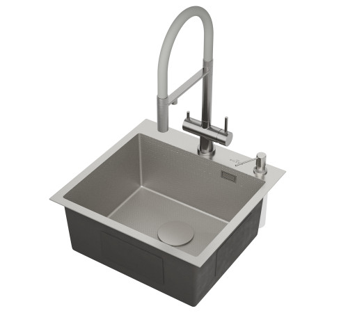 Кухонная мойка Roxen Simple 560220-50-S с коландером и дозатором  сатин Кухонная мойка Roxen Simple 560220-50-S с коландером и дозатором  сатин