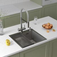 Кухонная мойка Roxen Snake 560220-50-S с коландером и дозатором  500х480х220  сатин Кухонная мойка Roxen Snake 560220-50-S с коландером и дозатором  500х480х220  сатин