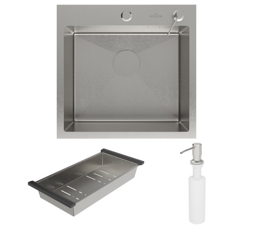 Кухонная мойка Roxen Simple 560220-50 с коландером и дозатором Кухонная мойка Roxen Simple 560220-50 с коландером и дозатором