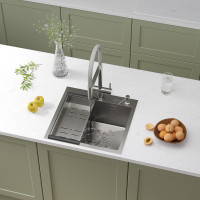 Кухонная мойка Roxen Simple 560220-50 с коландером и дозатором  500х480х220  сатин Кухонная мойка Roxen Simple 560220-50 с коландером и дозатором  500х480х220  сатин