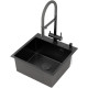 Комплект 2 в 1 (560102) Кухонная мойка Roxen Simple 560220-50B-GR со смесителем Keit 500504GM-GR  500х480х220  графит зернистый