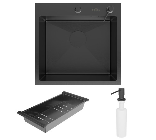 Кухонная мойка Roxen Simple 560220-50B с коландером и дозатором Кухонная мойка Roxen Simple 560220-50B с коландером и дозатором