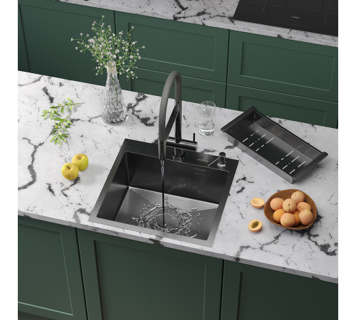 Кухонная мойка Roxen Simple 560220-50B с коландером и дозатором Кухонная мойка Roxen Simple 560220-50B с коландером и дозатором