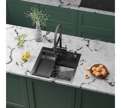 Кухонная мойка Roxen Simple 560220-50B с коландером и дозатором Кухонная мойка Roxen Simple 560220-50B с коландером и дозатором