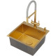 Комплект 2 в 1 (560148) Кухонная мойка Roxen Simple 560220-50G-GR со смесителем Keit 500504GB-W  500х480х220  золото зернистое