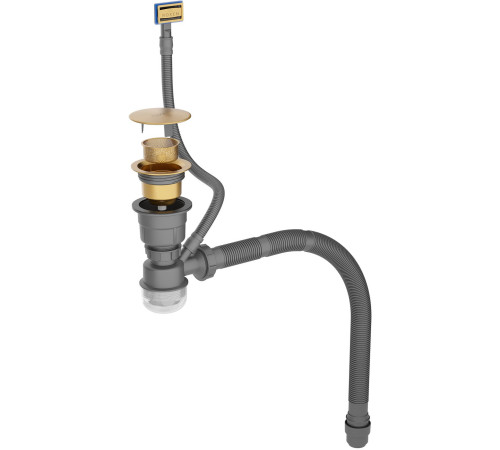 Кухонная мойка Roxen Simple 560220-50G-V с коландером и дозатором  500х480х220  золото Volcanic