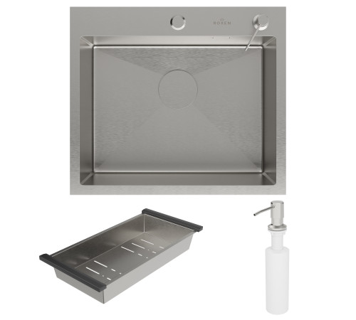 Кухонная мойка Roxen Simple 560220-55 с коландером и дозатором Кухонная мойка Roxen Simple 560220-55 с коландером и дозатором