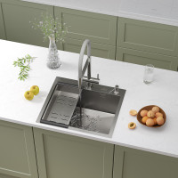 Кухонная мойка Roxen Simple 560220-55 с коландером и дозатором  550х480х220  сатин Кухонная мойка Roxen Simple 560220-55 с коландером и дозатором  550х480х220  сатин