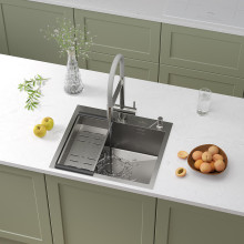 Кухонная мойка Roxen Simple 560220-55 с коландером и дозатором  550х480х220  сатин Кухонная мойка Roxen Simple 560220-55 с коландером и дозатором  550х480х220  сатин