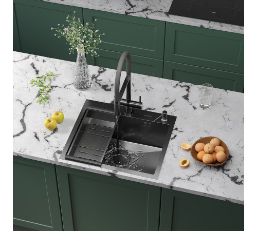 Кухонная мойка Roxen Simple 560220-55B с коландером и дозатором Кухонная мойка Roxen Simple 560220-55B с коландером и дозатором