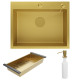 Кухонная мойка Roxen Simple 560220-60-GS с коландером и дозатором  золото