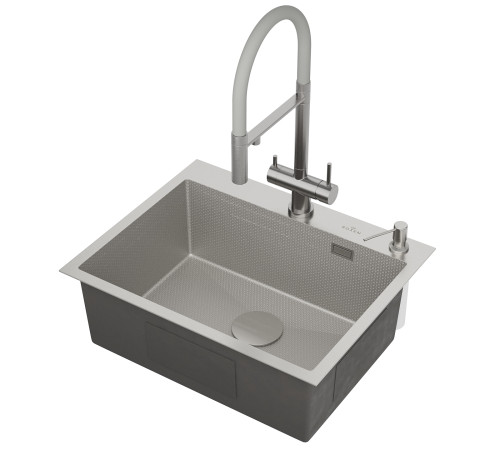 Кухонная мойка Roxen Simple 560220-60-S с коландером и дозатором  сатин Кухонная мойка Roxen Simple 560220-60-S с коландером и дозатором  сатин