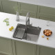 Кухонная мойка Roxen Simple 560220-60-S с коландером и дозатором  сатин
