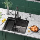 Комплект 2 в 1 (560107) Кухонная мойка Roxen Simple 560220-60B-V со смесителем Keit 500504GM-GR  600х480х220  графит Volcanic