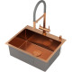 Кухонная мойка Roxen Simple 560220-60BR-V с коландером и дозатором  600х480х220  бронза Volcanic