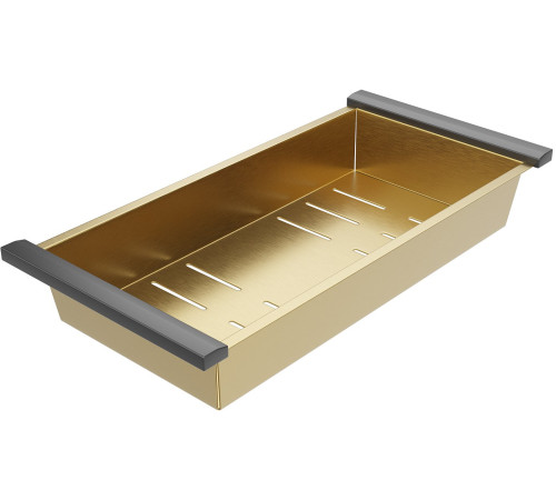 Кухонная мойка Roxen Simple 560220-60G-V с коландером и дозатором  600х480х220  золото Volcanic