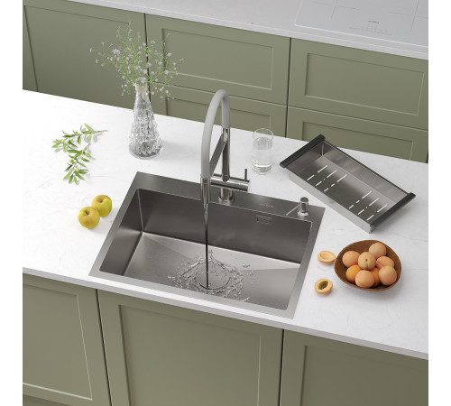 Кухонная мойка Roxen Simple 560220-65 с коландером и дозатором сатин Кухонная мойка Roxen Simple 560220-65 с коландером и дозатором сатин