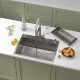 Кухонная мойка Roxen Simple 560220-65 с коландером и дозатором сатин