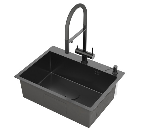 Кухонная мойка Roxen Simple 560220-65B с коландером и дозатором графит Кухонная мойка Roxen Simple 560220-65B с коландером и дозатором графит